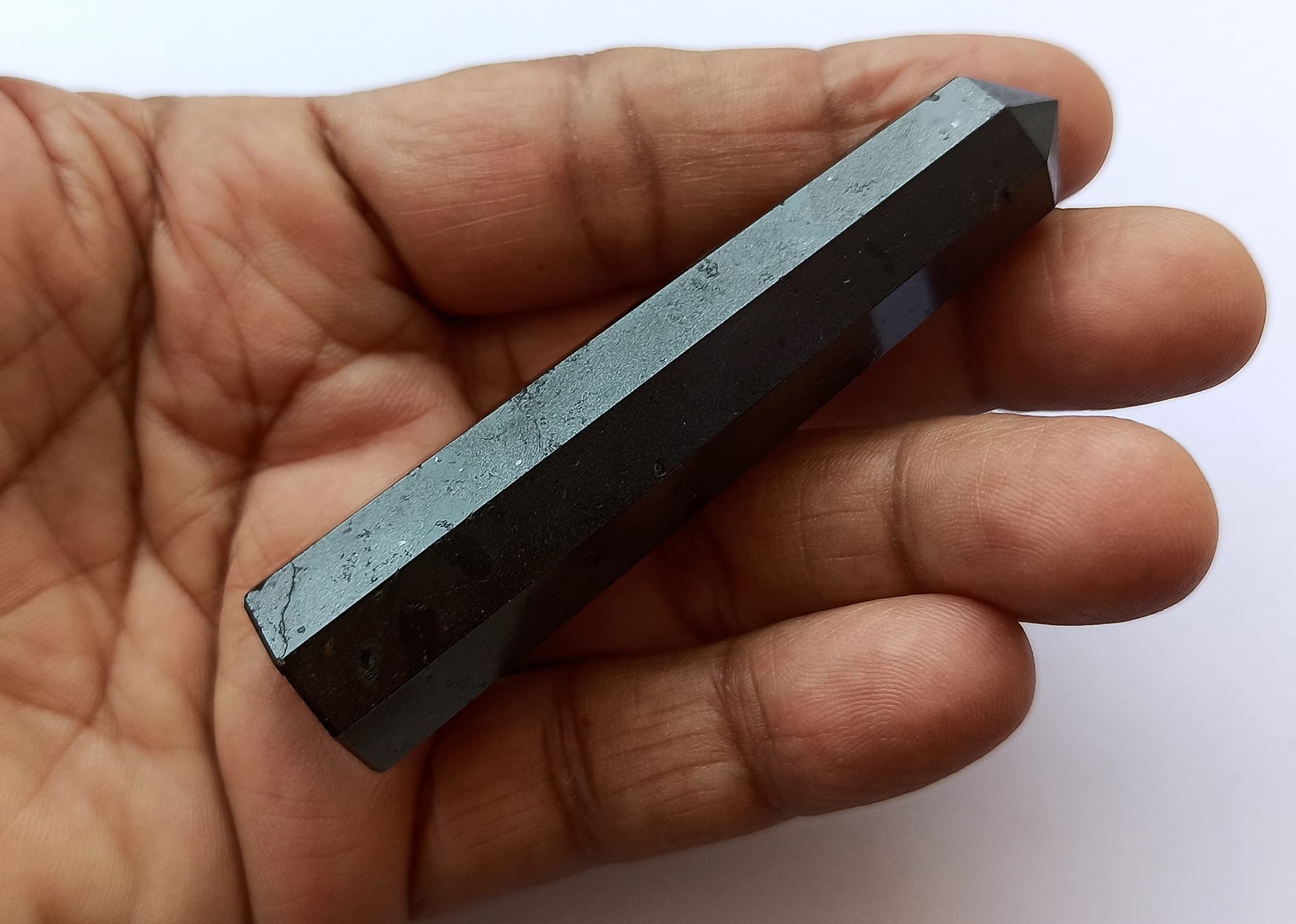 Gemscite obelisco turmalina negra para colección de minerales, pieza decorativa llamativa.