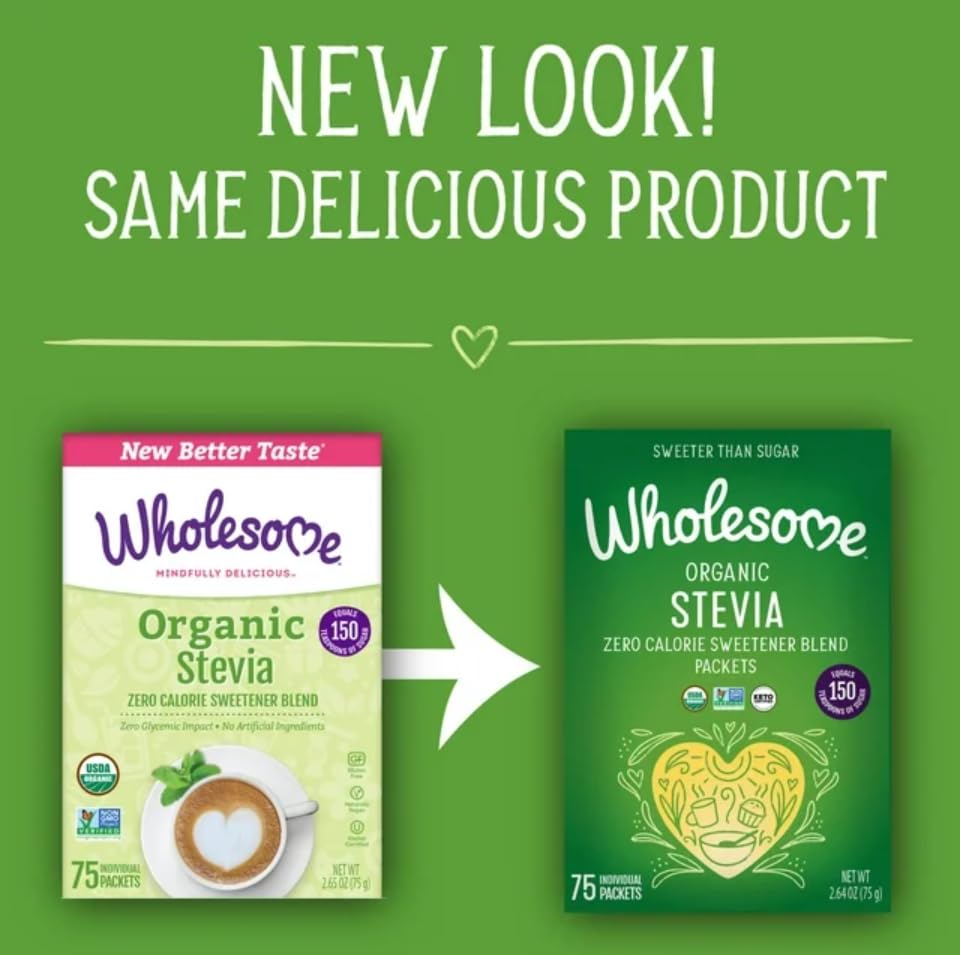 Wholesome Stevia orgánica para uso diario, endulza sin calorías.