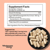 Wholesome Story Ashwagandha Capsules: cápsulas fáciles de tomar para energía diaria.