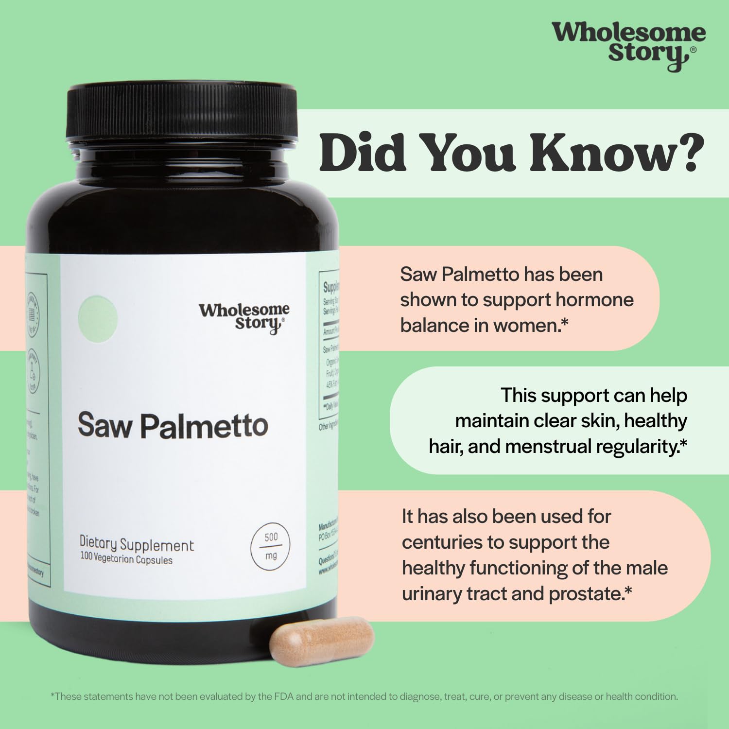 Capsulas veganas de Wholesome Story para cuidado diario.