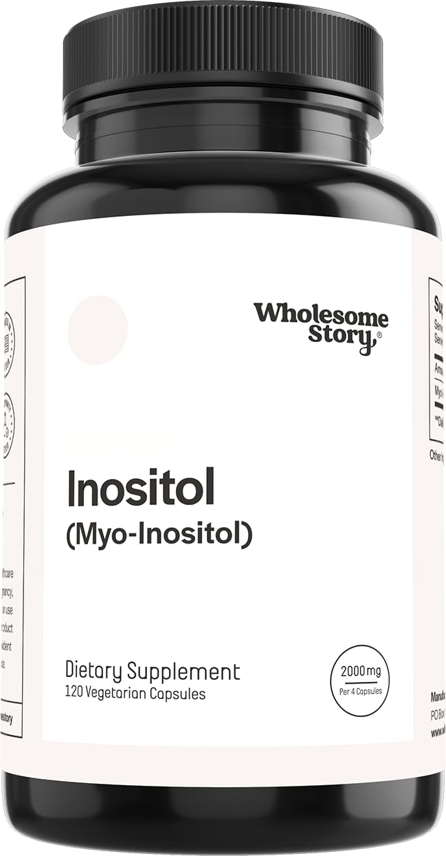 Wholesome Story Myo-Inositol cápsulas ofrecen 2000 mg por porción para equilibrio hormonal.