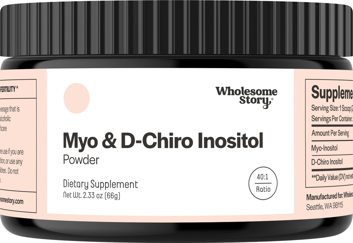 Wholesome Story Myo-Inositol y D-Chiro Inositol en polvo en bote, soporte hormonal diario