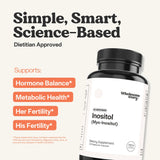 Wholesome Story polvo de inositol listo para uso diario y apoyo a la fertilidad.
