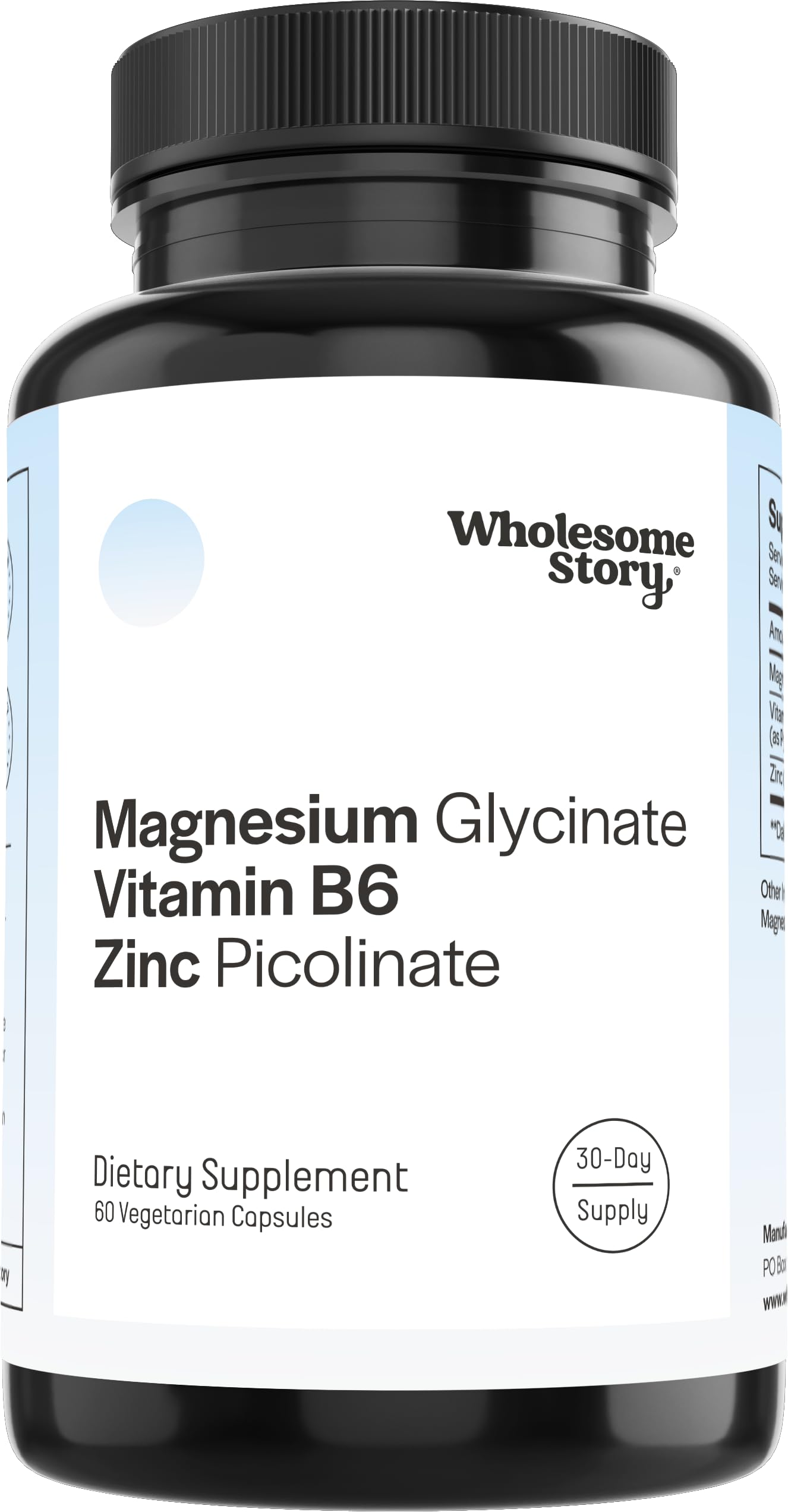 Wholesome Story Zinc Picolinate: botella con cápsulas para apoyo general de bienestar