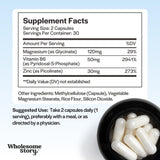 Wholesome Story Zinc Picolinate: etiqueta frontal identificando el producto y beneficios