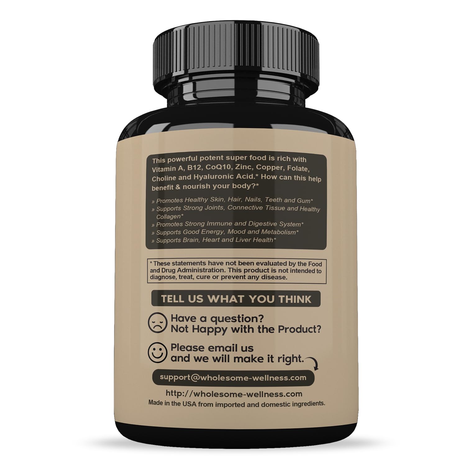 Wholesome Wellness empaque higado desecado cápsulas, embalaje práctico para envío y almacenamiento