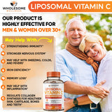 Etiqueta frontal de Wholesome Wellness Liposomal Vitamina C mostrando formula libre de alergenos