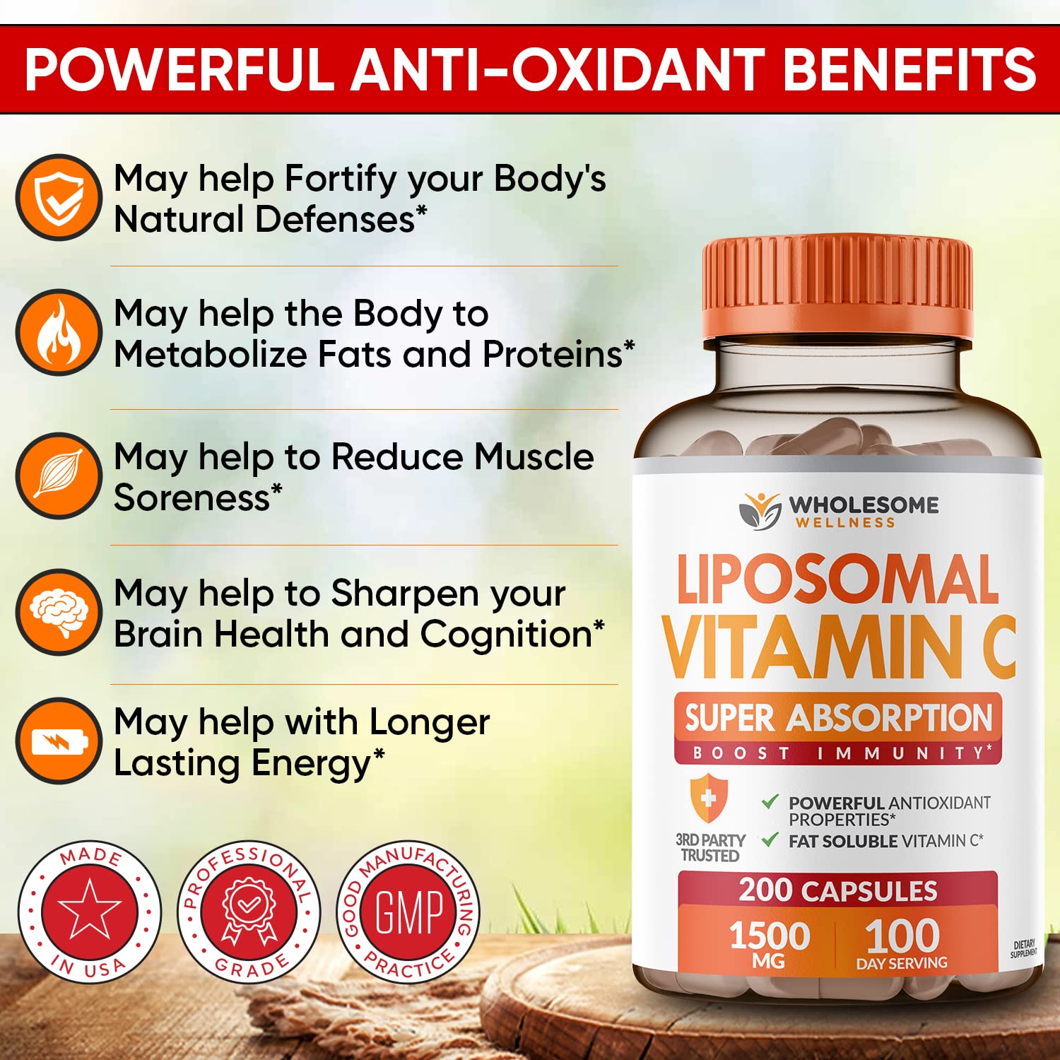 Uso de Wholesome Wellness Liposomal Vitamina C con agua para ingesta diaria