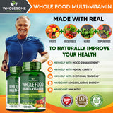 Wholesome Wellness etiqueta nutricional, información clara sobre vitaminas y minerales clave.