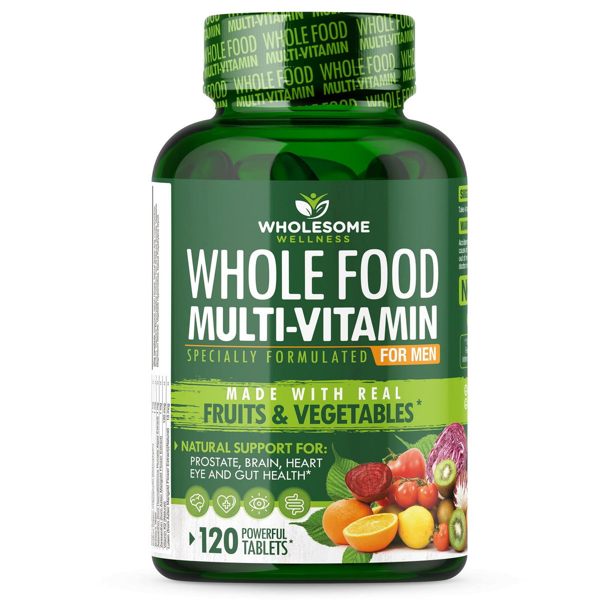 Wholesome Wellness tabletas, soporte diario de energía y nutrición vegetal.