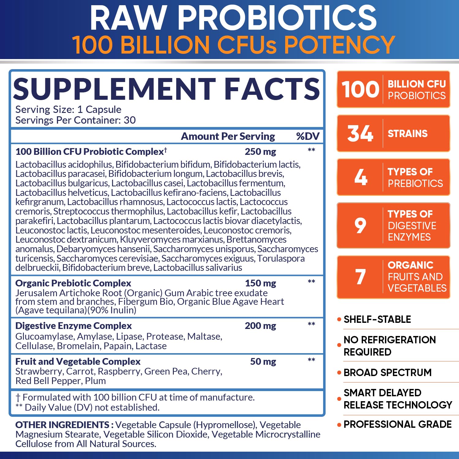 Wholesome Wellness Probioticos etiqueta legible que destaca 34 cepas