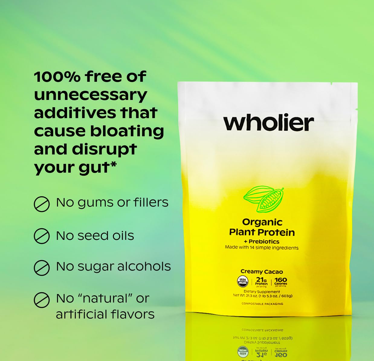 Wholier Proteína Vegetal con prebióticos para soporte digestivo suave