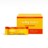 WHY BARS Mango Ginger: barra en envase listo para entrenar.
