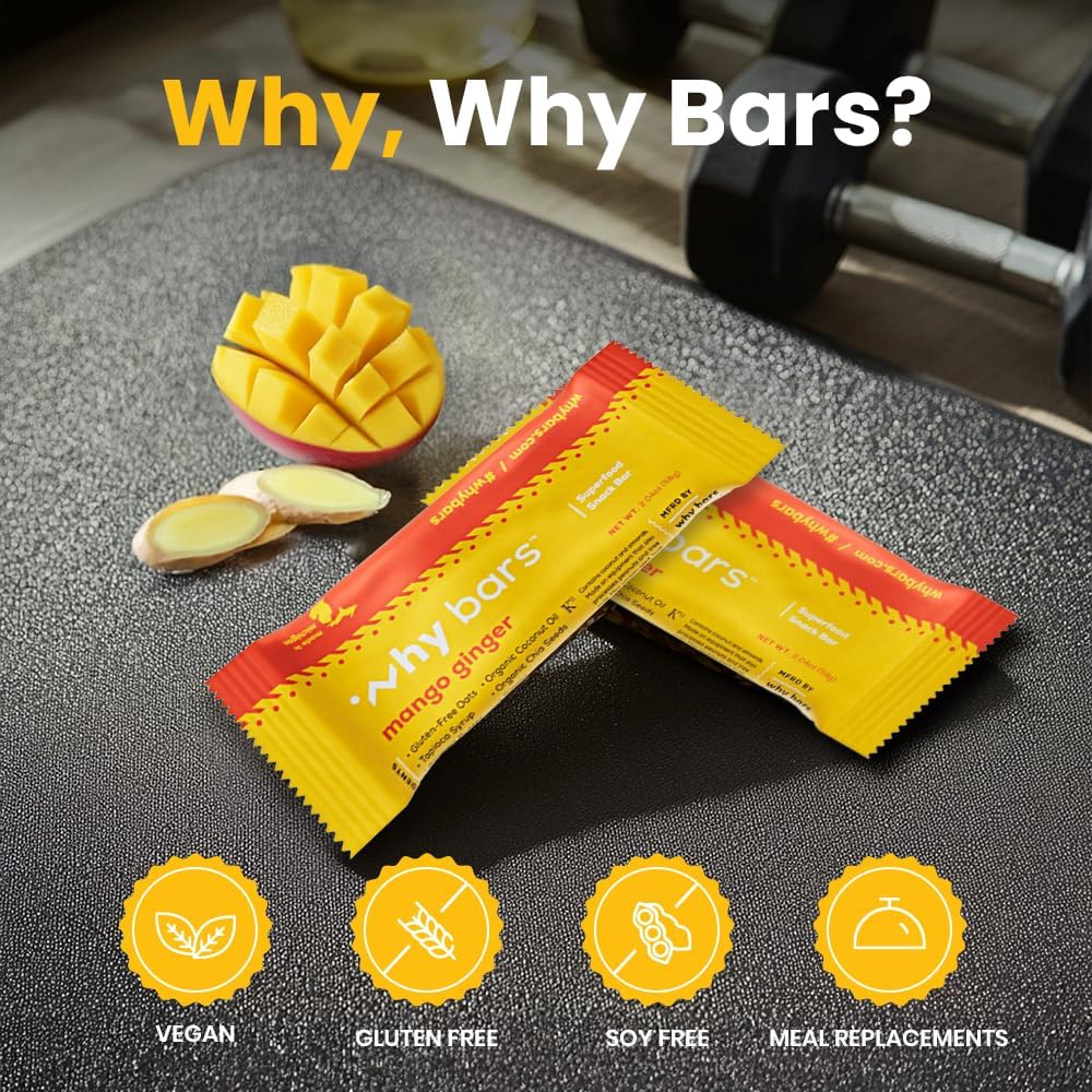 WHY BARS Mango Ginger: textura suave y sabor mango jengibre.