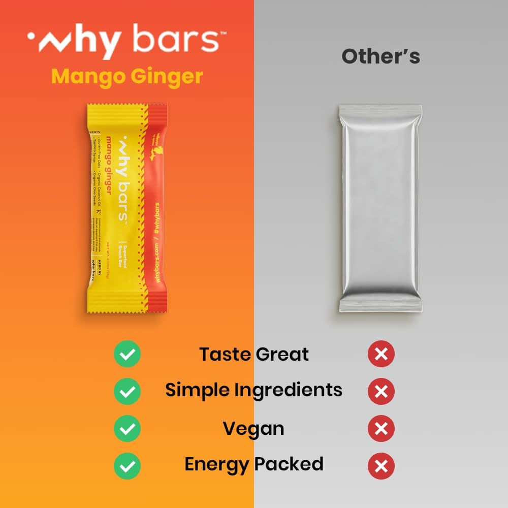 WHY BARS Mango Ginger: snack proteico práctico para el día a día.