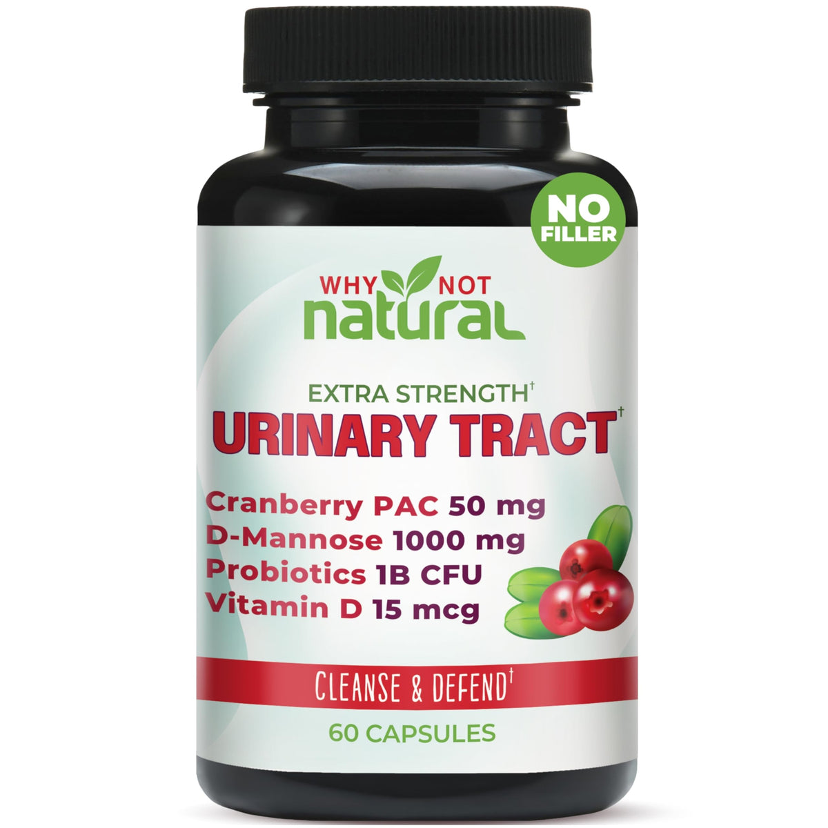 Why Not Natural botella de cápsulas 5 en 1 UTI para uso diario cómodo.