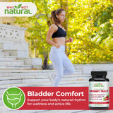 Why Not Natural etiqueta del producto con ingredients clave para la salud urinaria.