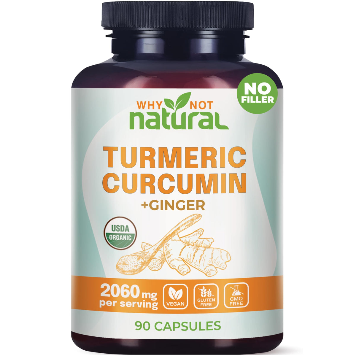 Why Not Natural curcuma organica en capsulas con jengibre, para movilidad suave