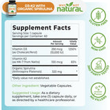 Why Not Natural Vitamin D3 K2, etiqueta detalla dosis y origen natural.