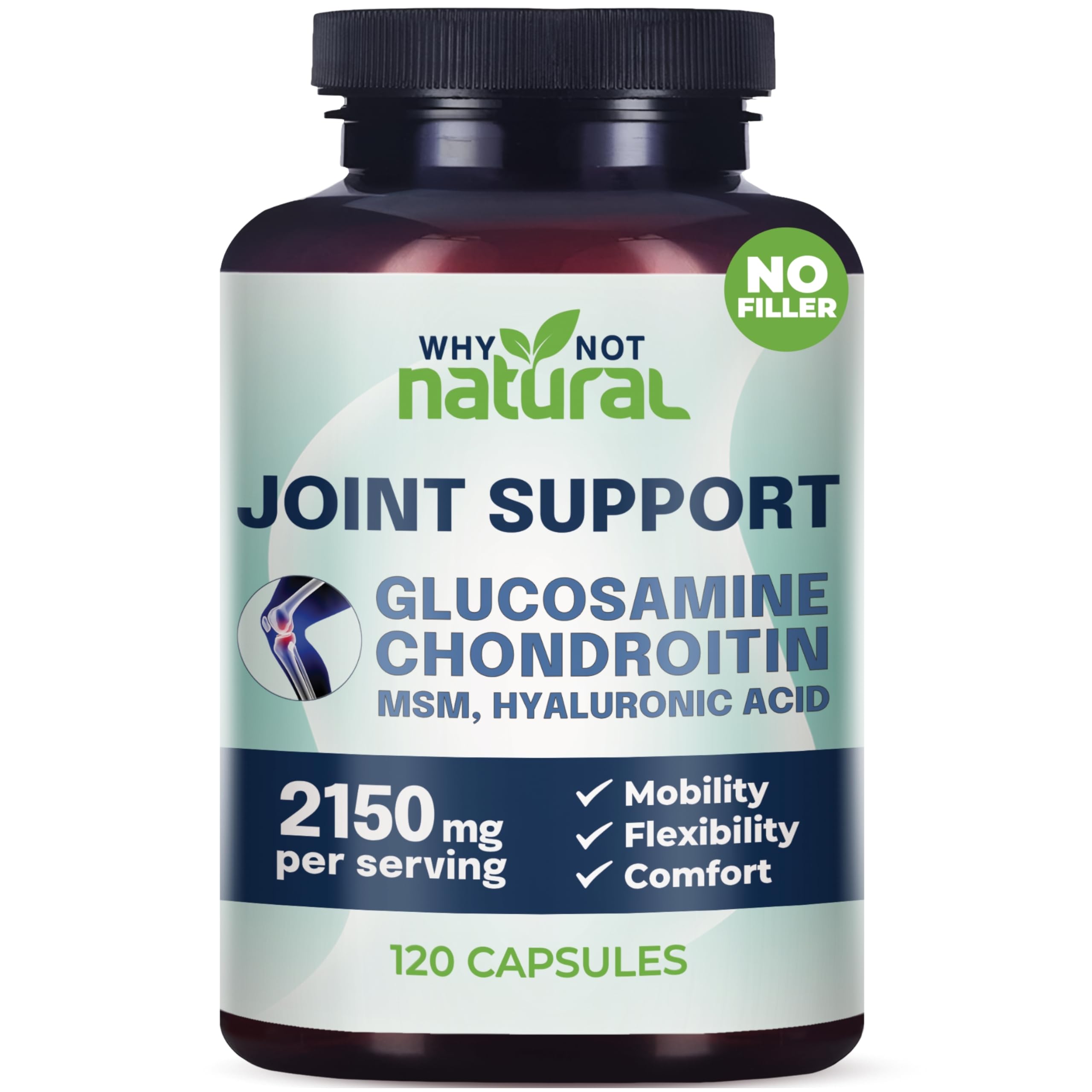 Why Not Natural glucosamina–condroitina–MSM: cápsulas para articulaciones sanas durante la actividad