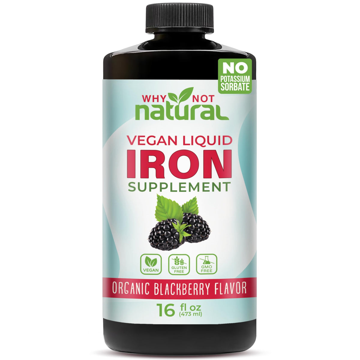 Why Not Natural hierro líquido, botella visible para consumo diario suave