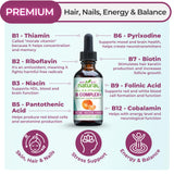 Frasco de Why Not Natural Vitamin B Complex con pipeta para dosis precisa.