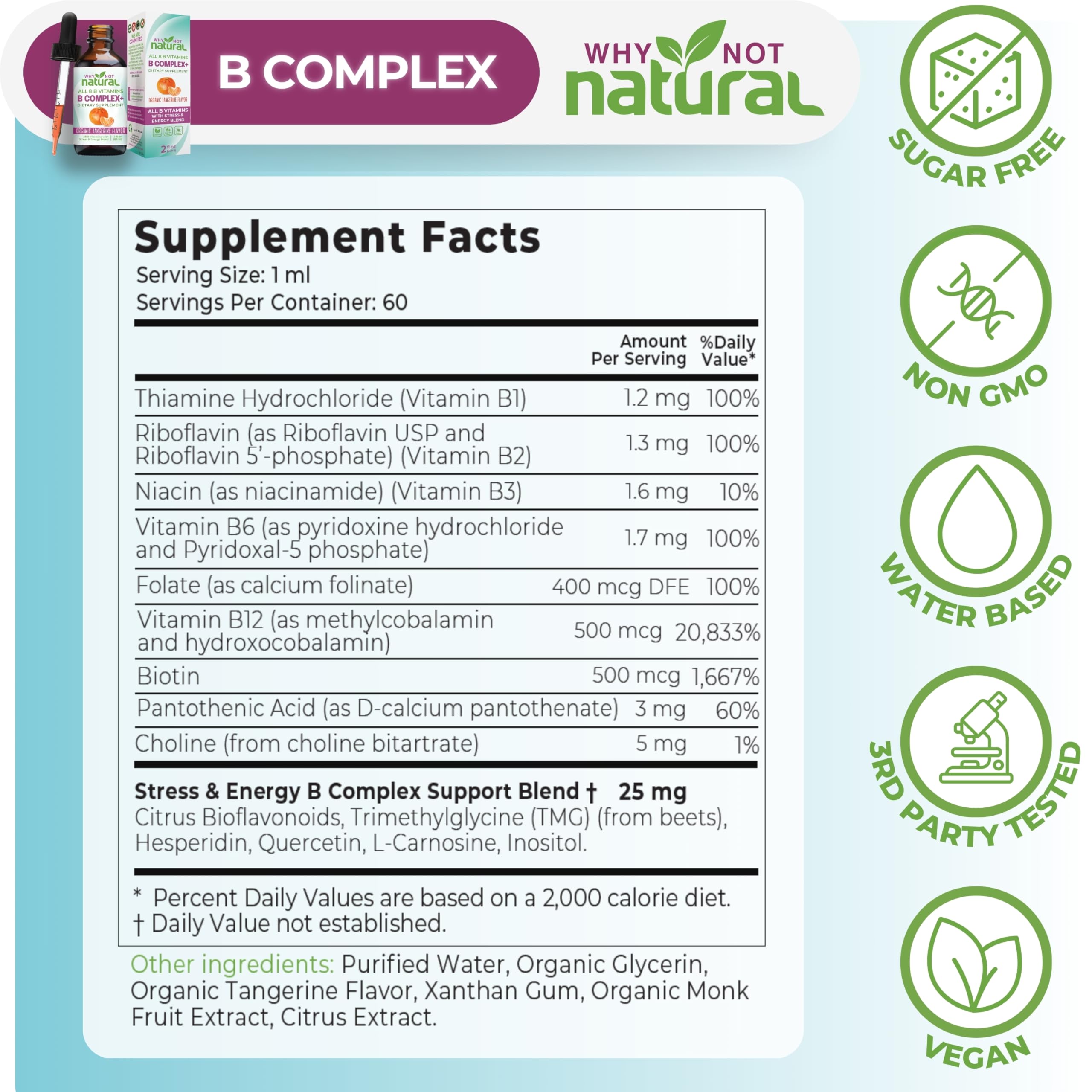 Uso diario de Why Not Natural Vitamin B Complex para apoyo energético.