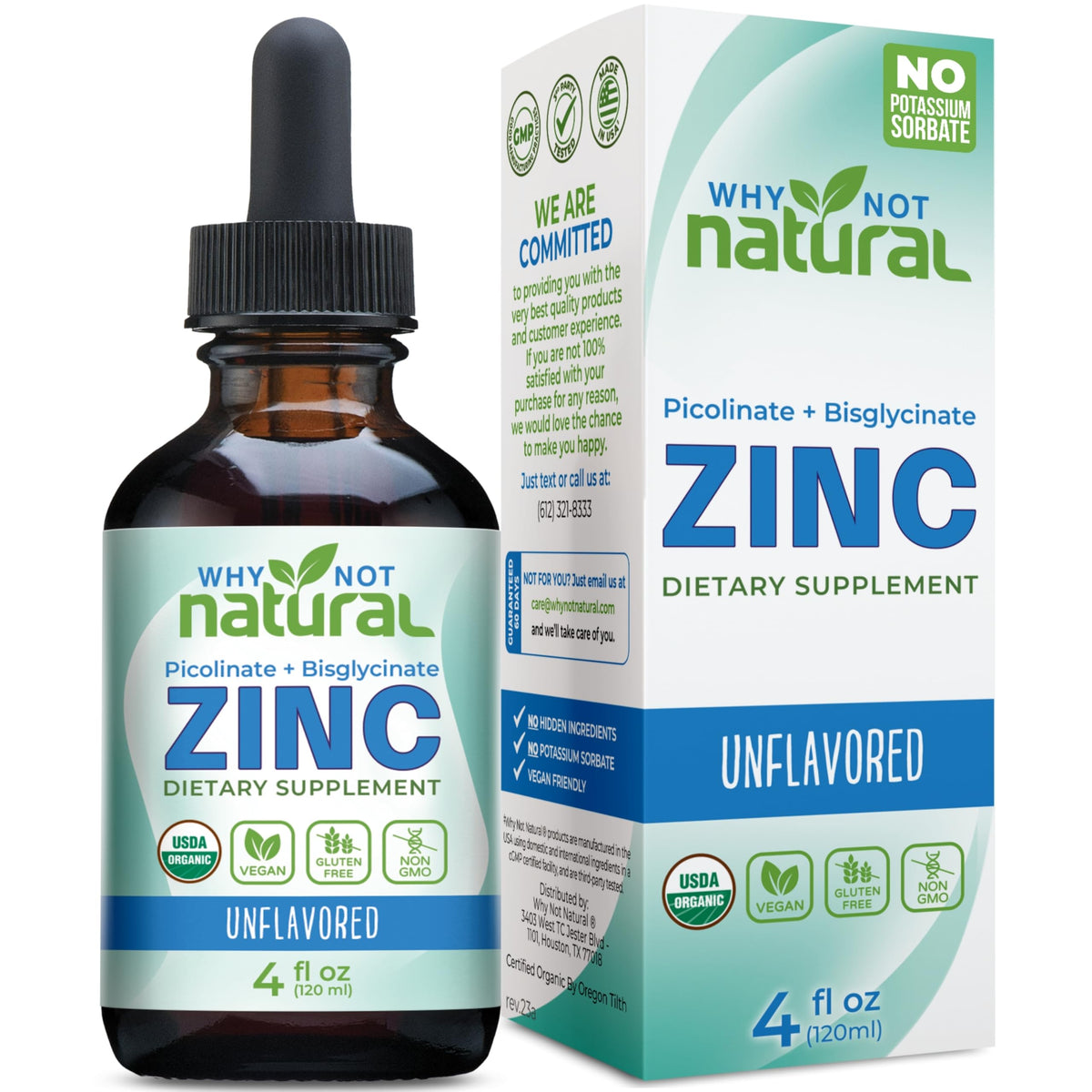 Why Not Natural, gotas de zinc, botella para uso diario