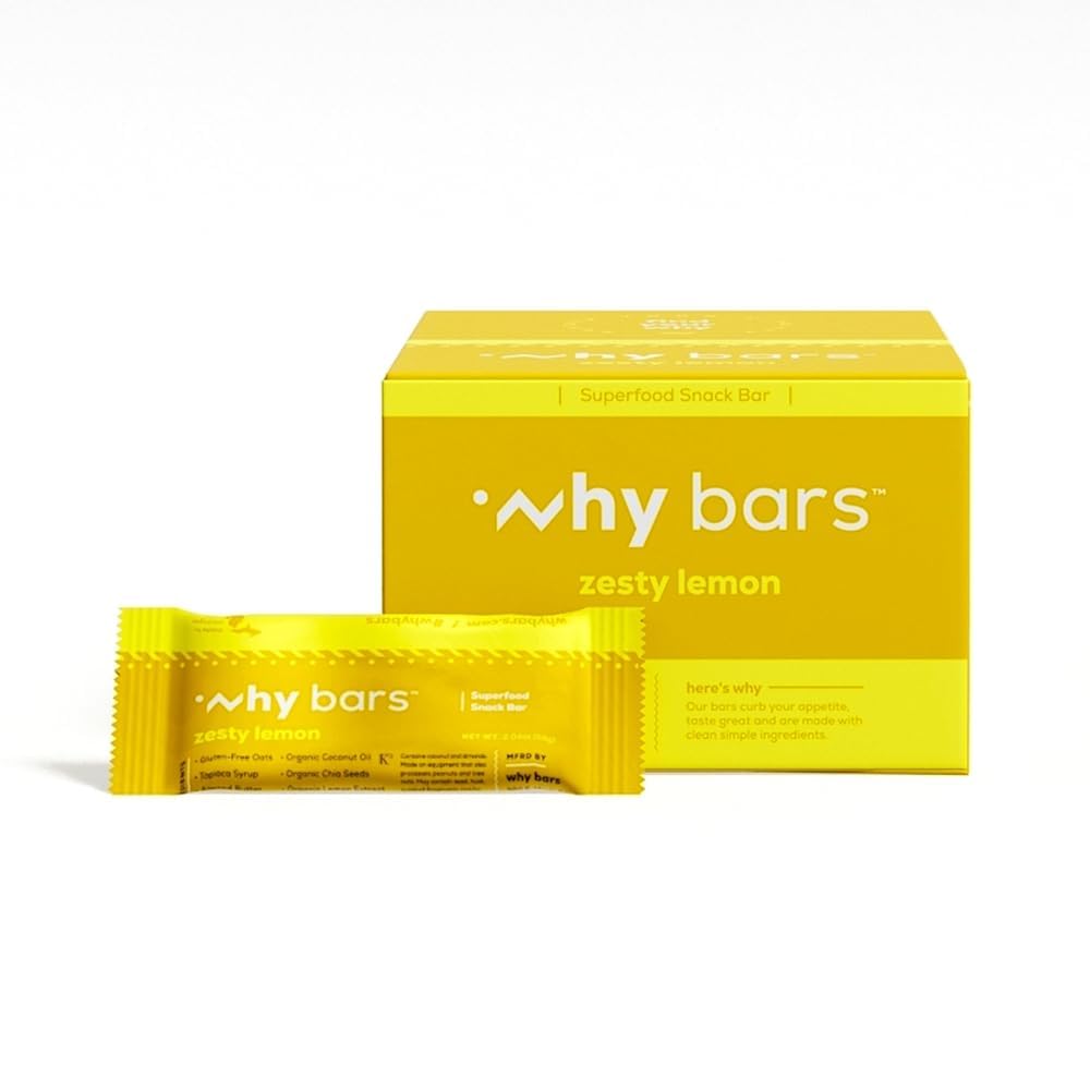 Why Bars: empaque de barras Limón para snack portátil y rápido