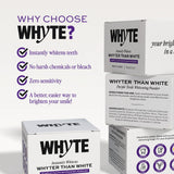 WHYTE dientes más brillantes tras usar polvo purpura con sabor a menta