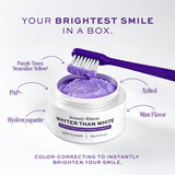 WHYTE dosificador con polvo purpura, uso diario suave para dientes sensibles