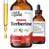 Wild & Organic Berberina Drops: botella de 500 mg para uso diario con apoyo antioxidante.