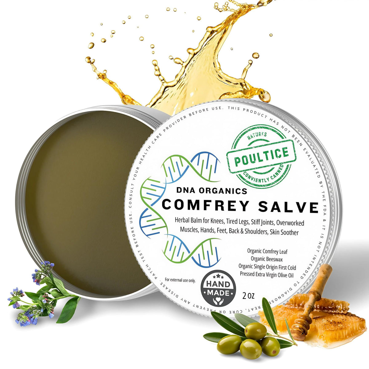Wild Castle Comfrey Salve, botella para aplicación suave en piel
