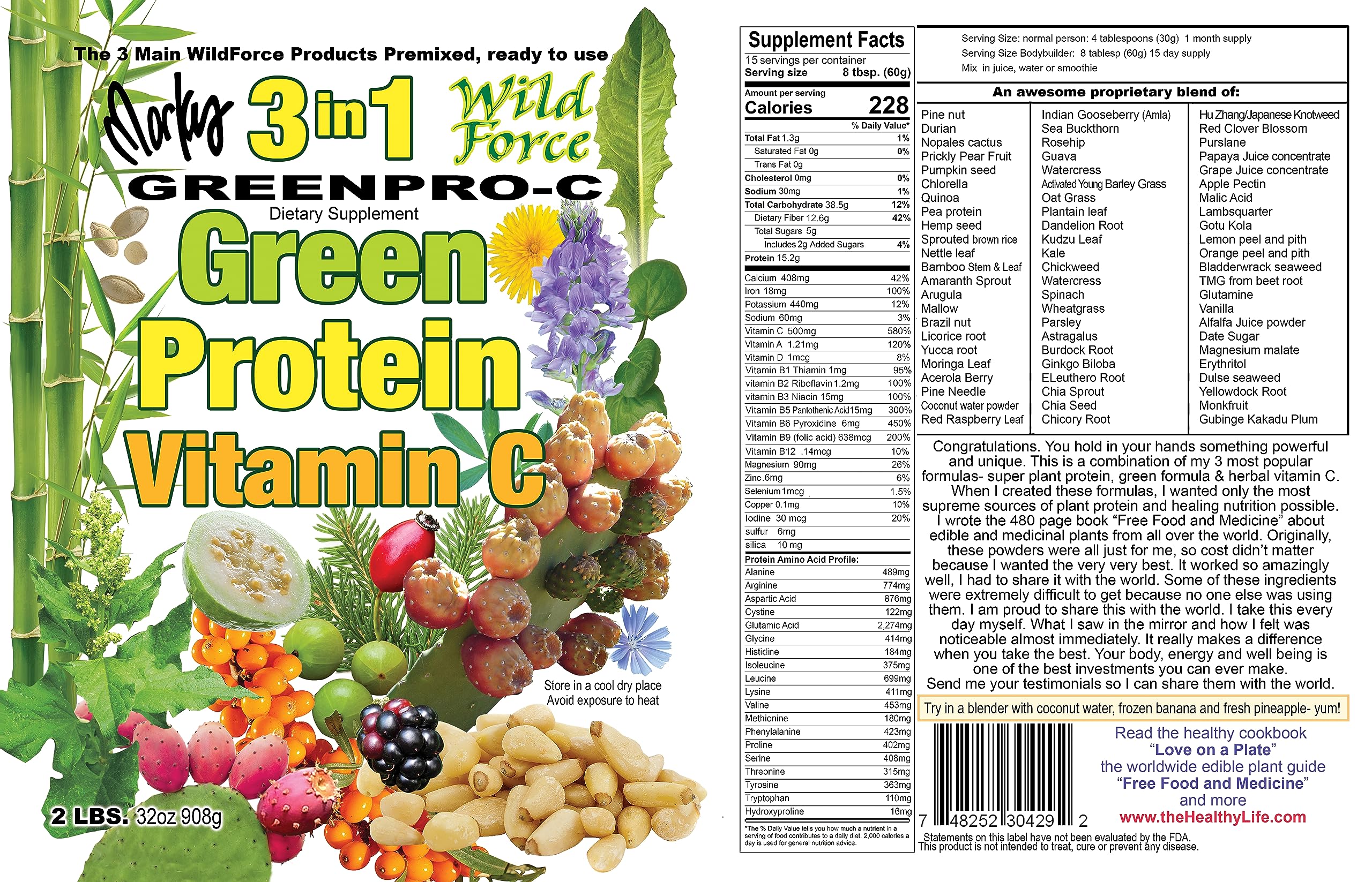 Wild Force GreenPro-C mezcla de verdes con más de 70 ingredientes naturales