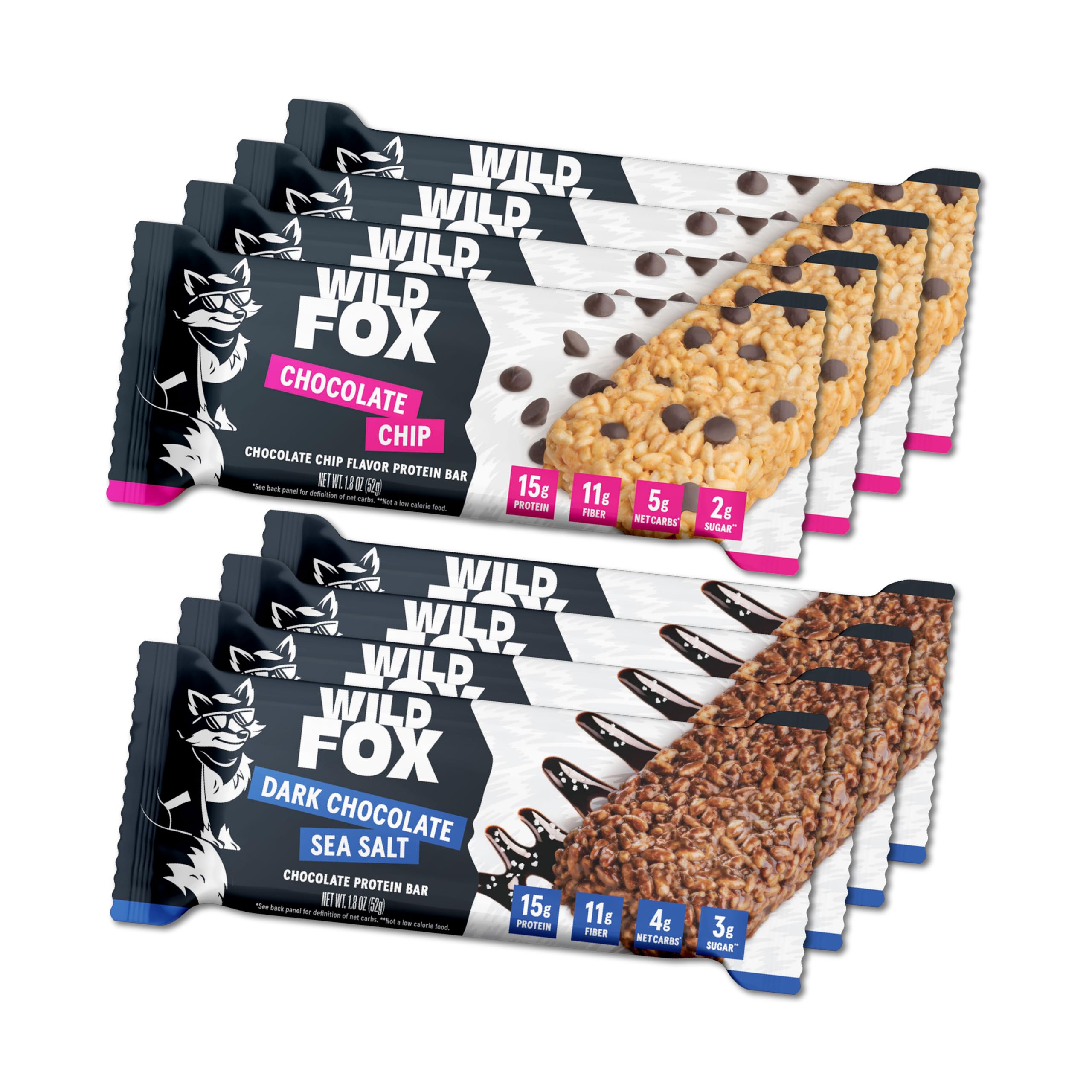 Wild Fox barra proteína chocolate: sabor intenso y textura crujiente para snack post-entrenamiento.