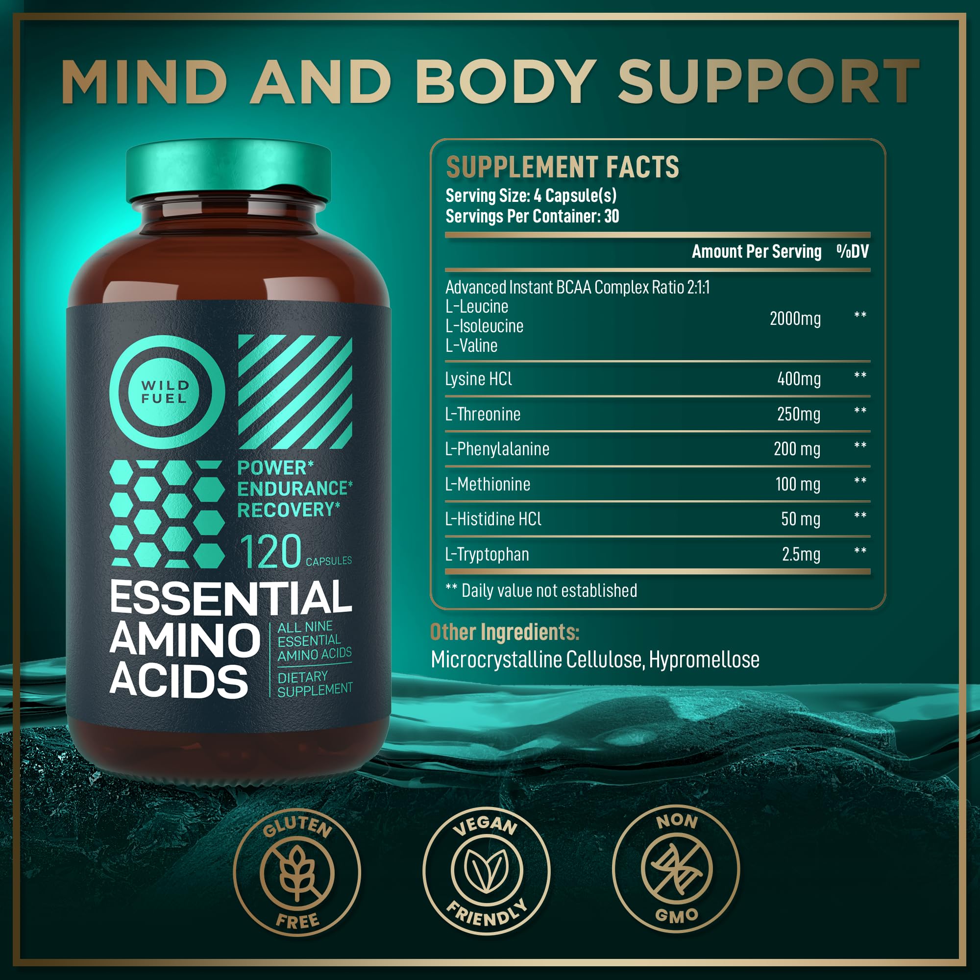 Wild Fuel aminoacidos esenciales: tomando con agua para ingesta rápida