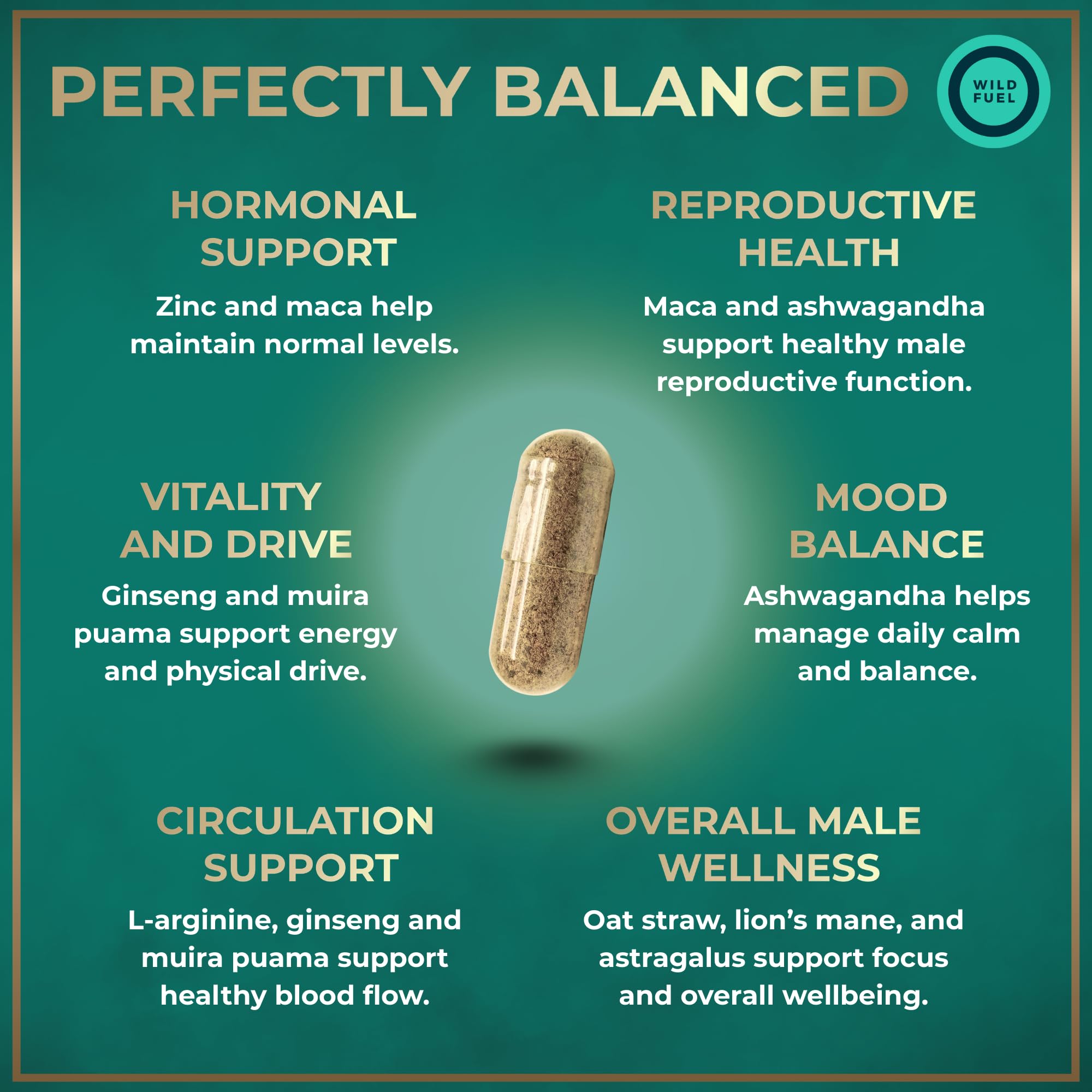 WILD FUEL Fertilidad masculina: ingredientes clave como maca y ashwagandha para vitalidad
