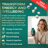 WILD FUEL Iron: primer plano de tabletas para apoyo diario de energía.
