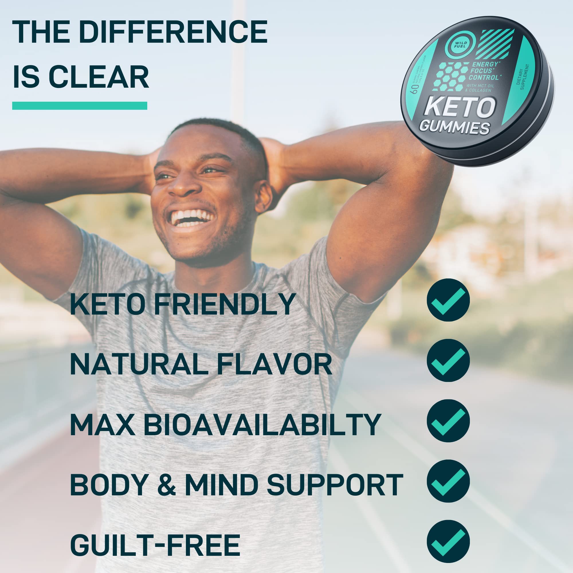 Atleta entrenando con Wild Fuel MCT Oil Keto Gummies, foco y resistencia