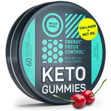Envase de Wild Fuel MCT Oil Keto Gummies, diseño compacto y seguro