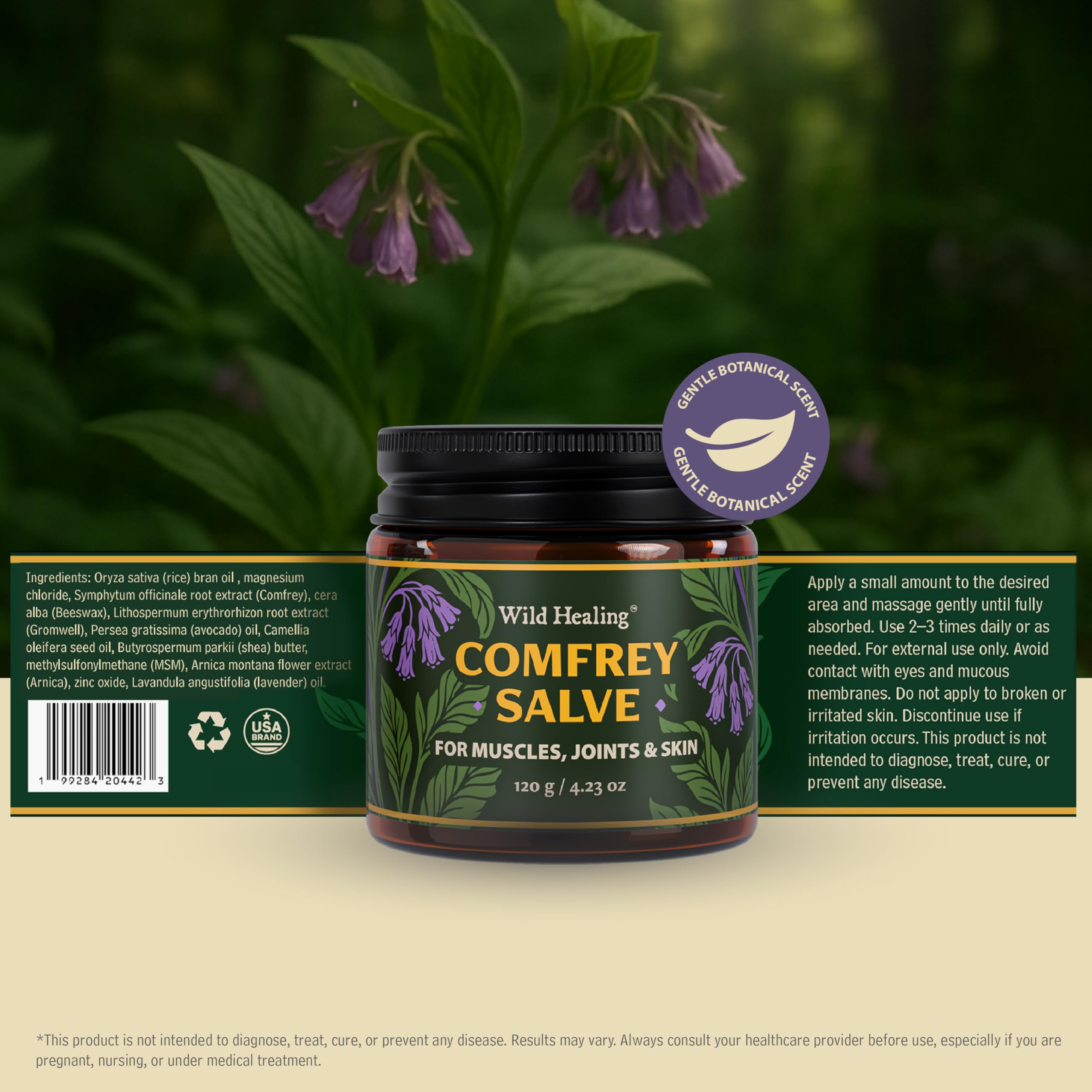 Wild Healing Consuelda bálsamo: textura cremosa para aplicación suave.