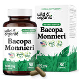 Wild & Organic Bacopa envase de 90 días para apoyo cognitivo diario.