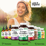 Wild & Organic Bacopa fórmula vegana sin OGM para bienestar.