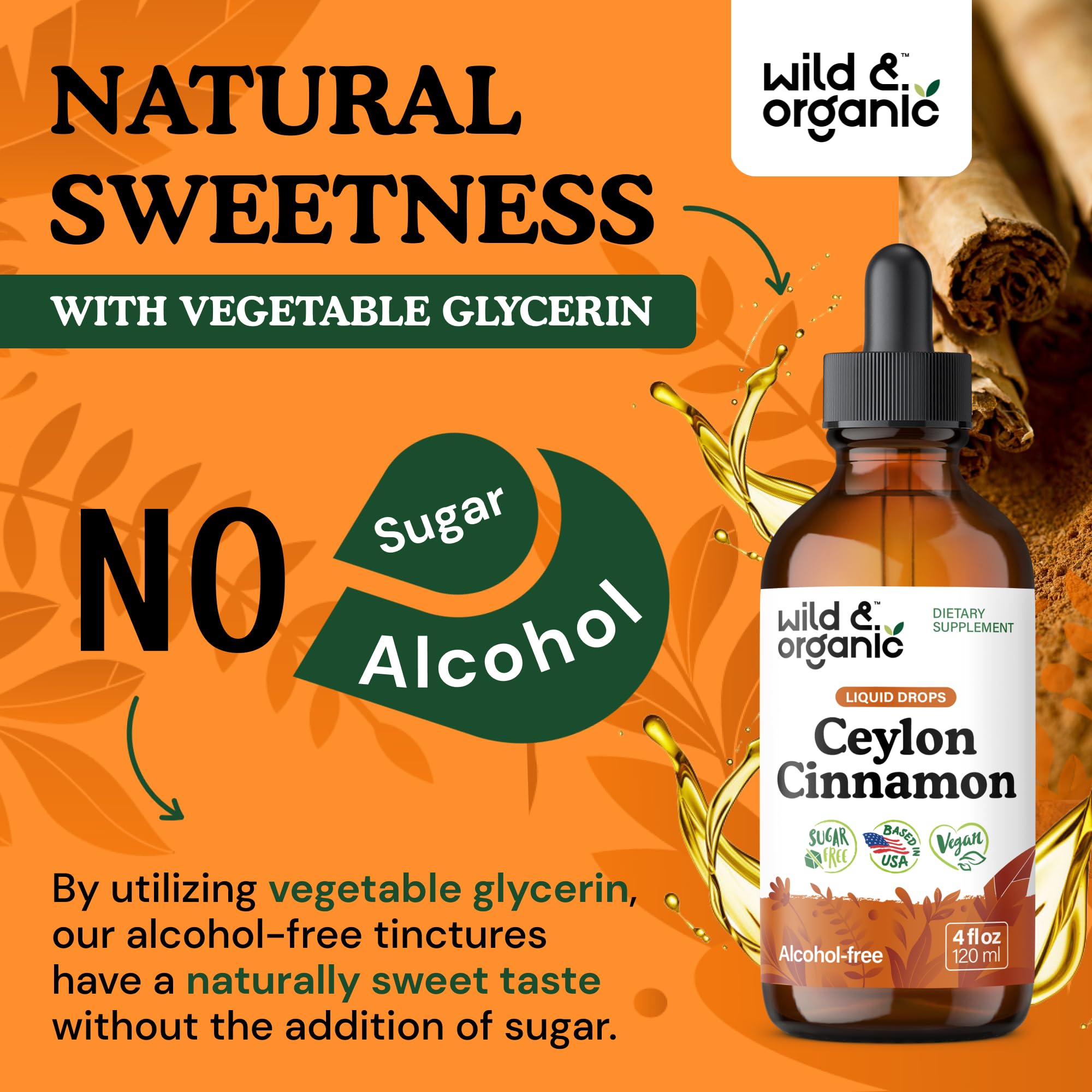 Wild & Organic Canela Ceilán - sabor naturalmente dulce sin azúcar añadida.