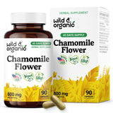 Wild & Organic cápsulas manzanilla 800 mg en botella para relajación suave