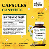 Cápsulas vegetales Wild & Organic manzanilla 800 mg con recubrimiento de celulosa para toma fácil
