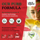 Wild & Organic cetonas de frambuesa, caja de presentación para almacenamiento práctico.