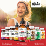 Wild & Organic cetonas de frambuesa, medición de dosis para uso diario preciso.