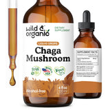 Gotas Wild & Organic Chaga en botella para apoyo inmunitario diario.