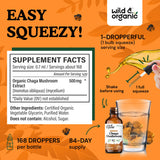 Sabor natural de chaga en gotas Wild & Organic para consumo diario.